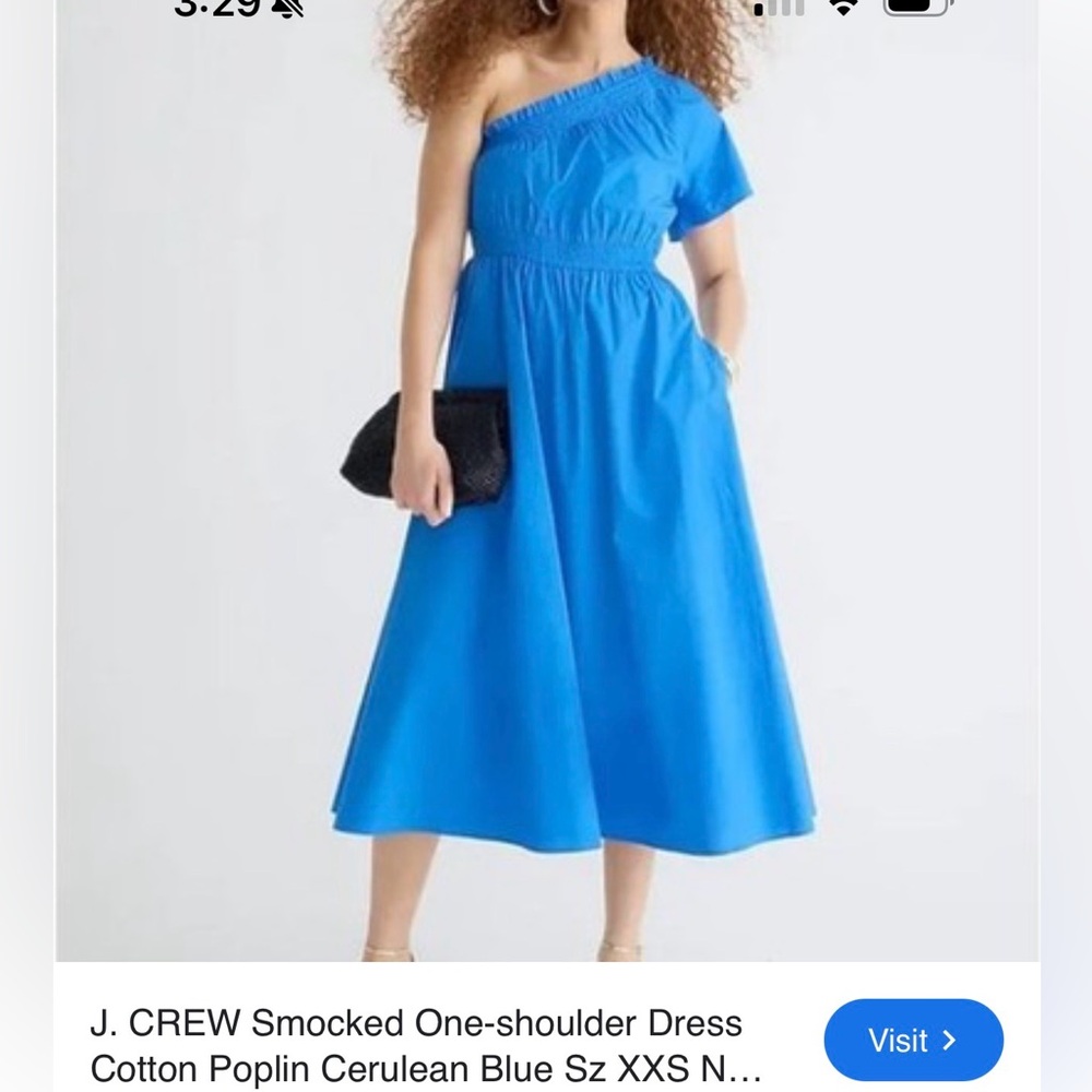 J. Crew Blue One-Shoulder Maxi Dress